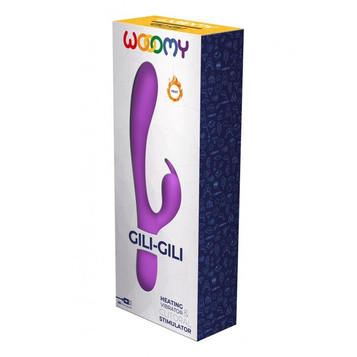 Вибратор-кролик Wooomy Gili-Gili Vibrator with Heat Purple, отросток с ушками, подогрев до 40 °С Вибратор-кролик Wooomy Gili-Gili Vibrator with Heat Purple, отросток с ушками, подогрев до 40 °С